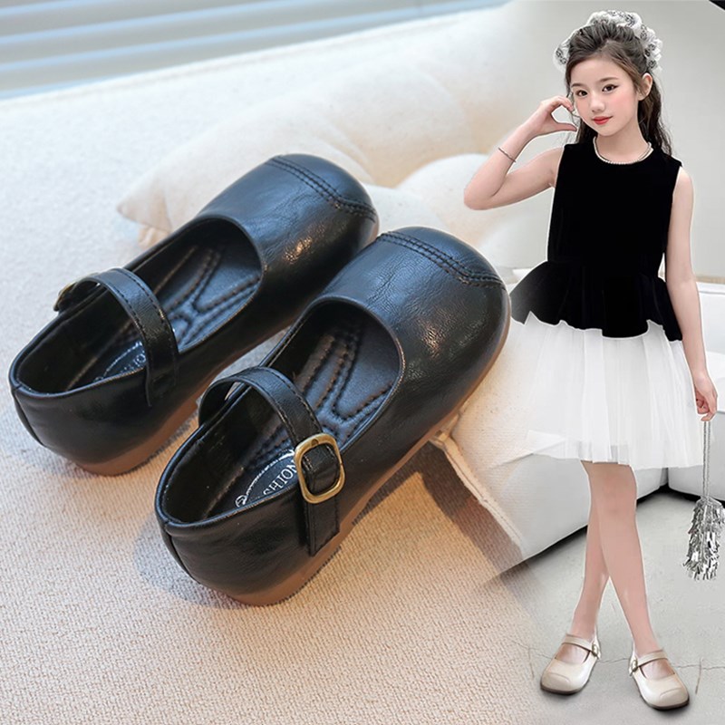 2025春秋新款儿童小q皮鞋女童单鞋宝宝公主鞋软底小女孩黑色洋气