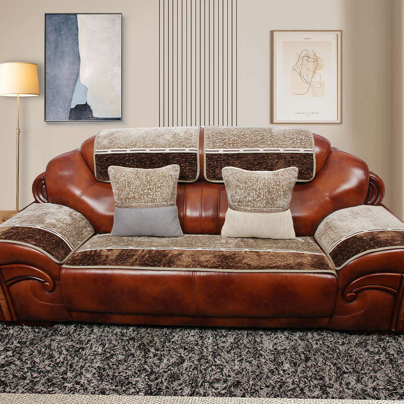 2025新款毛绒欧式真皮s沙发垫四季通用老式防滑沙发坐垫套罩全盖