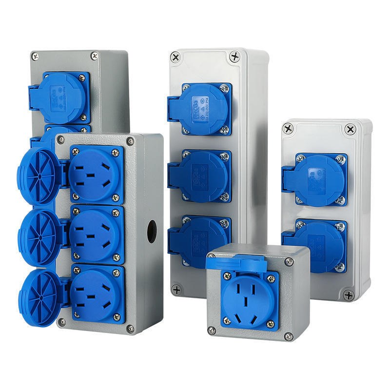 菲德多功能户外防雨插座盒工业塑料插座J箱家用3孔16A转换插头