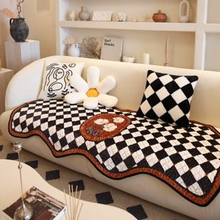 风格 复古 通用轻奢防尘菱形时尚 防滑套罩型沙发垫巾异坐垫百搭美式