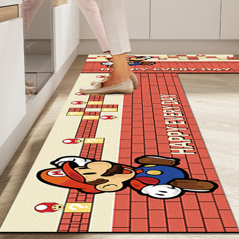 玛利欧矽藻泥吸水凉垫子厨房地垫l形防滑防油可擦免洗防水防污地