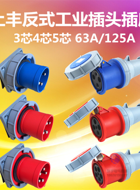 SFE 3芯4针5芯SFN工业器具防水插头63A125A-6h母孔公针反式输入头