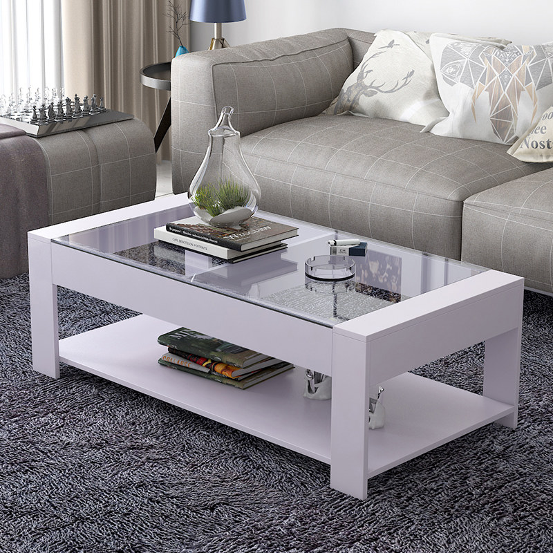 钢化玻璃茶几简约现代经济型出租房长方形客厅家用简易小户型桌子