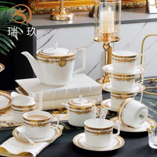 金边骨瓷咖啡具套装 家用欧式 陶瓷杯碟茶具咖啡具礼盒咖啡杯咖啡壶
