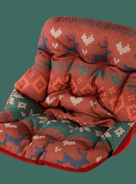 电加热红色复古小鹿包围连体椅垫靠垫加厚坐垫办公室保暖发热座垫