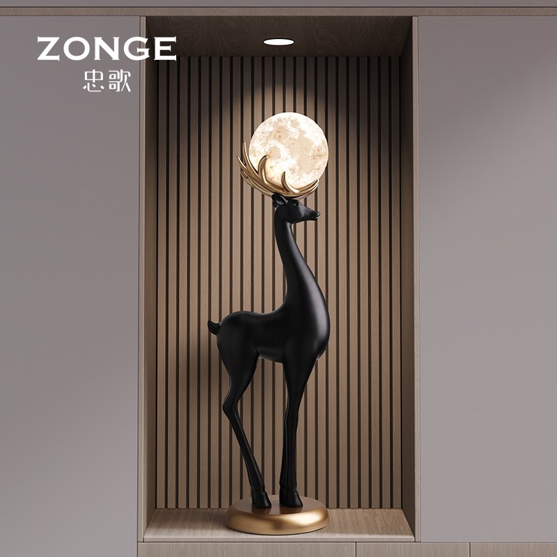 壁龛玄关装饰摆件大型落地鹿客厅电视F沙发旁轻奢家居乔迁新居礼