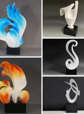 现代简约创意砂岩抽象凤尾花几何雕塑艺术摆件家居客厅玄关装饰品