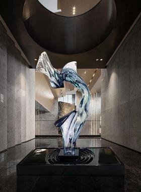 现代家居别墅客厅电视柜抽象大型摆件透明树脂雕塑艺术软装置饰品