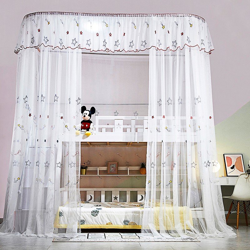 刺绣子母床导轨蚊帐上下床上下铺1.2米1.5m3床梯形柜Y梯高低双层