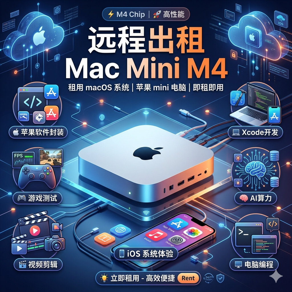 mac M5租用苹果电脑远程出租赁MAC云电脑mini实体macos服务器体验