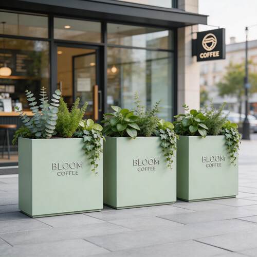 户外不锈钢花箱奶茶店花坛种植箱咖啡店成品铁艺花槽商业街简约