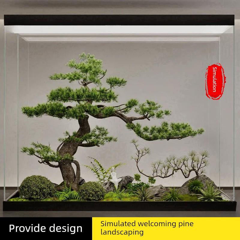 新中国风模拟迎宾松黑松窗饰假树室内绿化植物景观装饰
