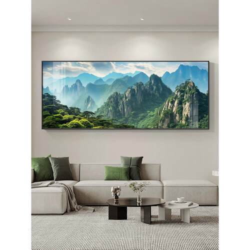 山水画靠山图挂画客厅沙发背景墙装饰画高档大气风景画办公室壁画