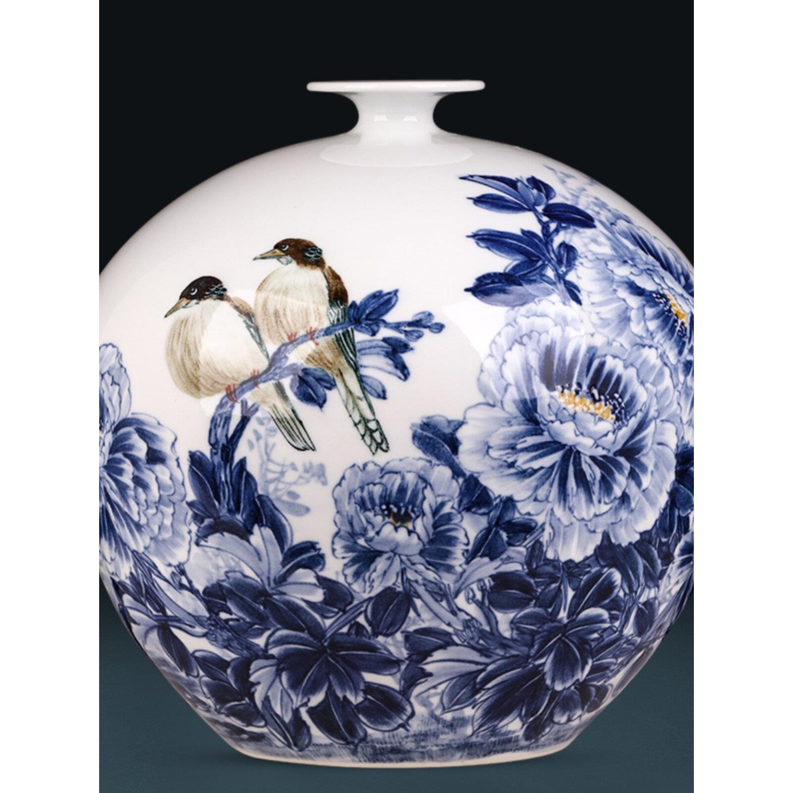景德镇陶瓷手绘青花瓷花瓶饰品客厅插花中国风家居桌面入口装饰