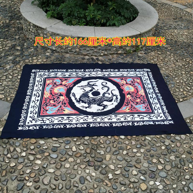 正宗手工土布印染富贵花蓝印花布桌布蜡染面料农家乐茶馆餐桌布料