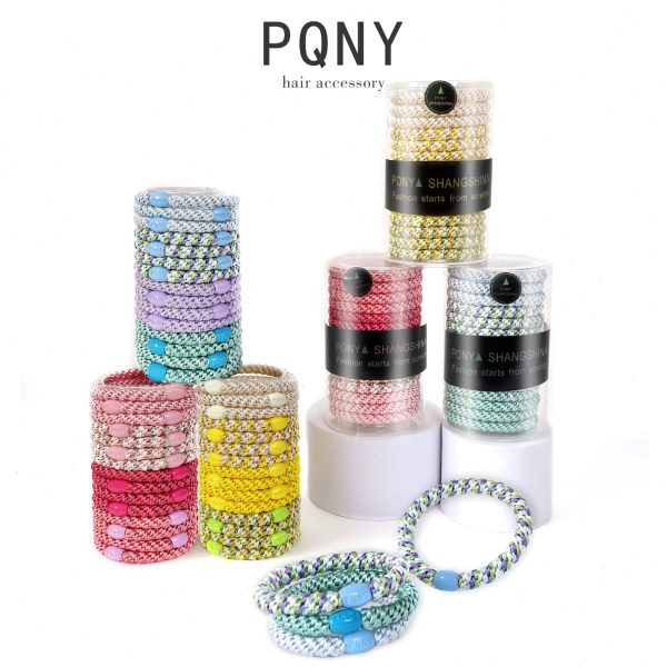 新款装编织15根装扎头发头绳混装 基础撞色不伤发弹加粗发绳