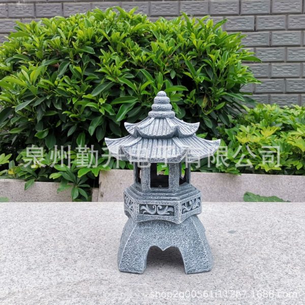 太阳能宫灯摆件树脂石塔中式室内插电款庭院装饰户外花园装饰灯