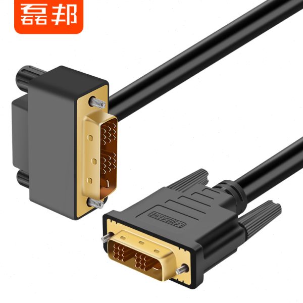 DVI 18+1 弯头DVI线 90度直角 电脑电视线 24+1公对公连接线-5m
