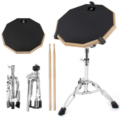 12寸哑鼓套装练习哑鼓垫军鼓架鼓垫套装哑鼓练习器打击板哑鼓包