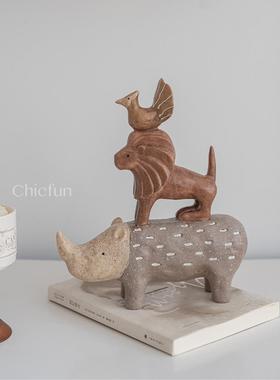 创意树脂动物手工摆件客厅玄关酒柜博古架装饰摆设家居饰品工艺品