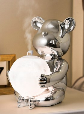 创意暴力熊加湿器书房办公室桌面装饰现代家居客厅卧室装饰灯摆件