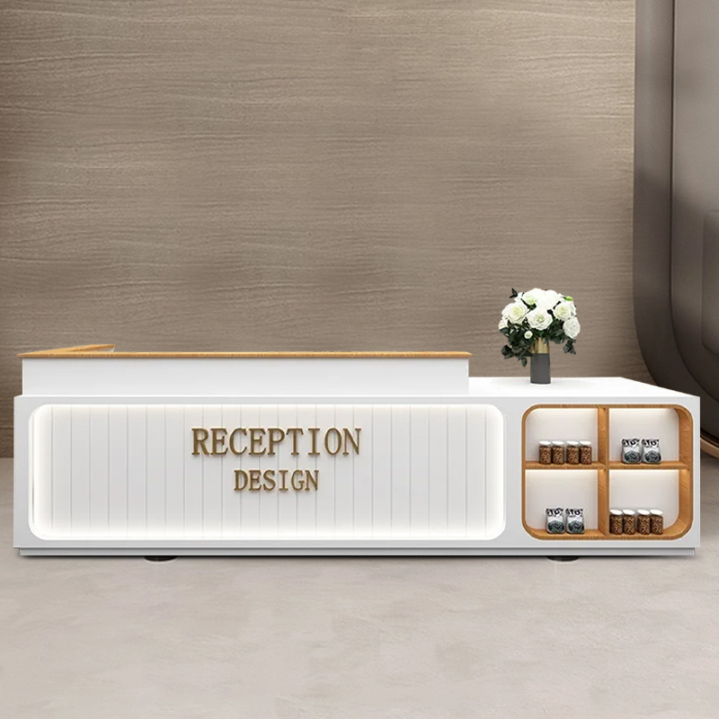 现代简约定制实木吧台收银柜台水果甜品奶茶咖啡店展示前台接待台