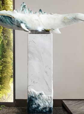 玄关客厅工艺品鱼喷泉摆件会所别墅流水景观流水装饰办公室树脂