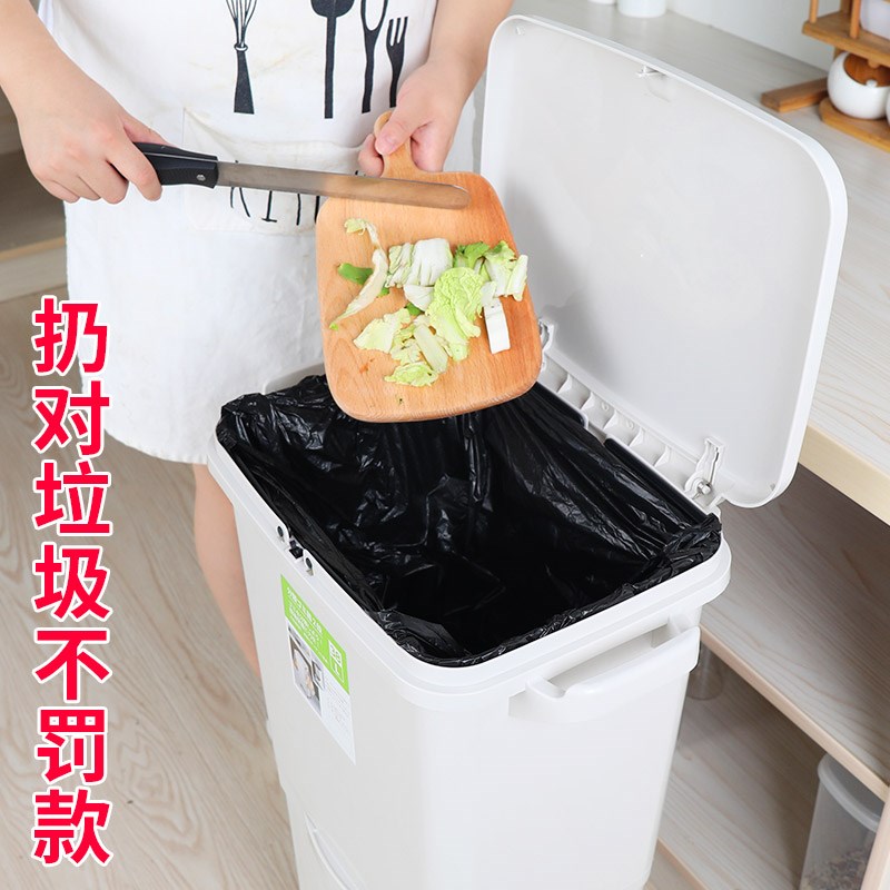 创意双层带盖分类垃圾桶干湿分离厨房家用带滑轮卫生间大号垃圾桶