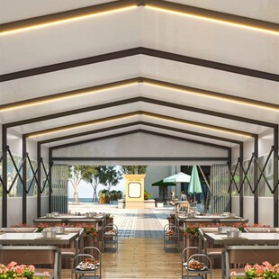 户外铝合金推拉棚餐饮外摆移动雨棚遮阳棚临时收缩棚停车棚仓库棚