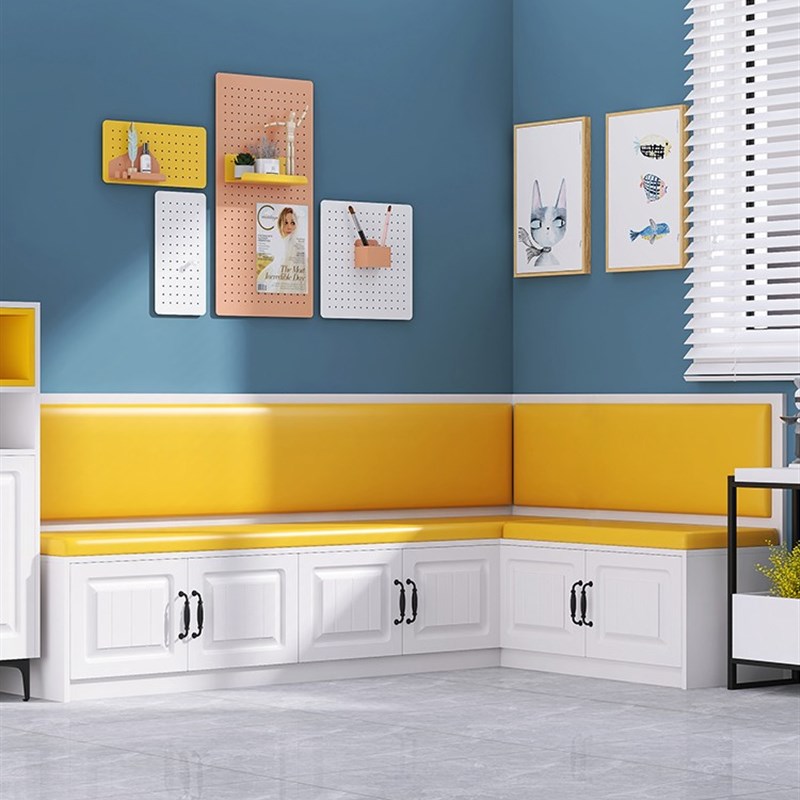 家用卡座餐椅简约软包靠背储物飘窗柜L型转角小户型实木沙发定制