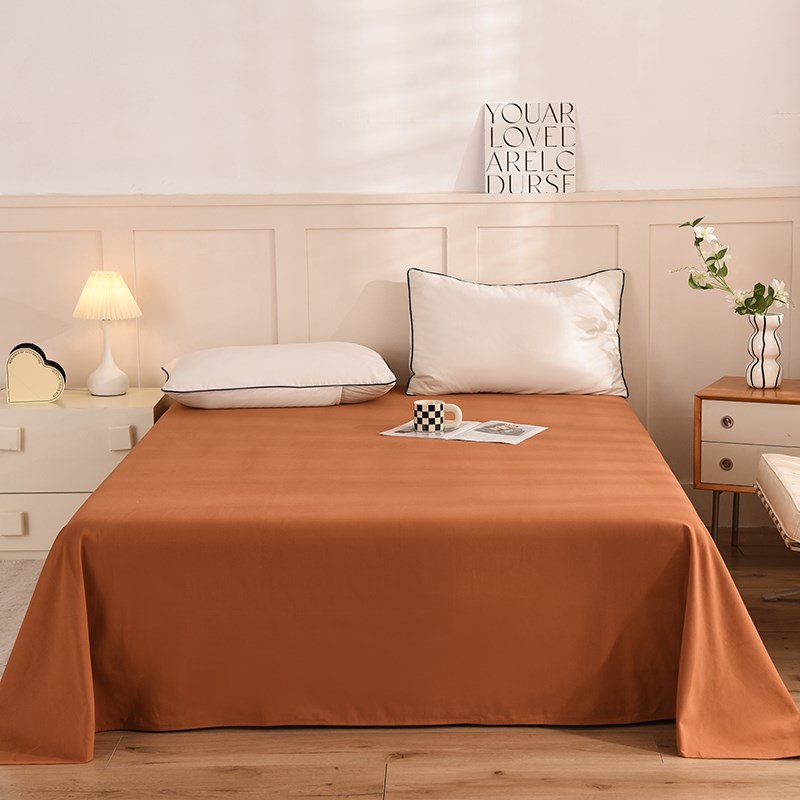 2024新款百搭全棉A类加厚焦糖色床单软和磨毛单品素色被单