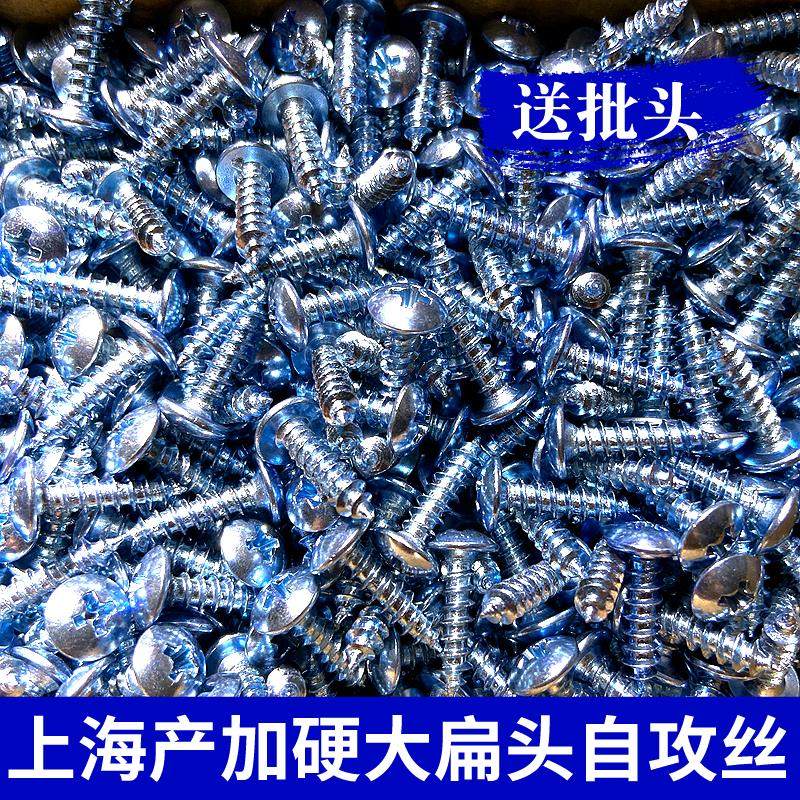 加硬蓝白镀锌大扁头螺丝圆头自攻十字螺钉木牙自攻螺丝钉M3 M4 M5