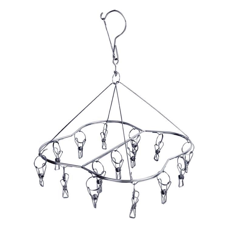 加粗不锈钢衣架多夹子晒晾袜子夹内衣儿童宝宝衣服裤挂钩防风