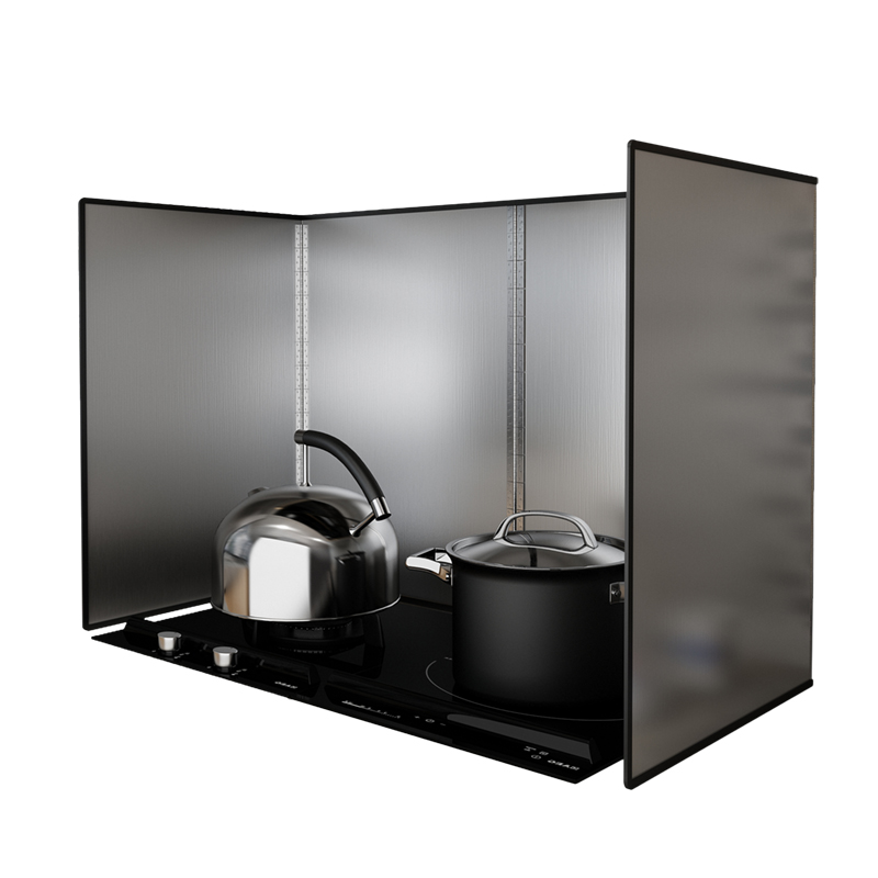 厨房304不锈钢挡油板加厚防油溅炒菜隔油挡板P耐高温油烟机隔热板