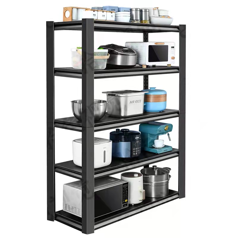 黑色碳钢厨房置物架落地多层架子收纳架阳台储物架储藏.间货架包