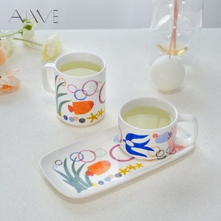 Alive春之圓舞曲 馬克杯茶杯茶碟咖啡杯芬蘭插畫生日禮物 杯碟套裝