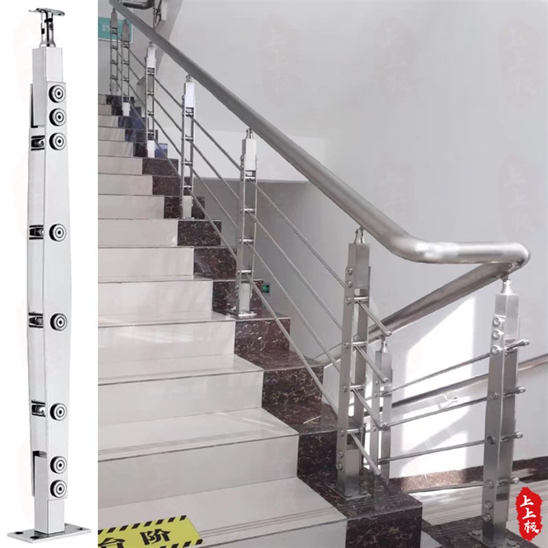 304不锈钢室内家用别墅室外楼梯扶手定制阳台穿拉丝立柱栏杆护栏