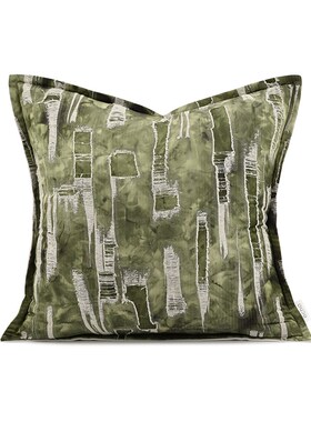 echo轻奢现代简约田园风样板间绿色抱枕新中式客厅沙发床上靠垫套