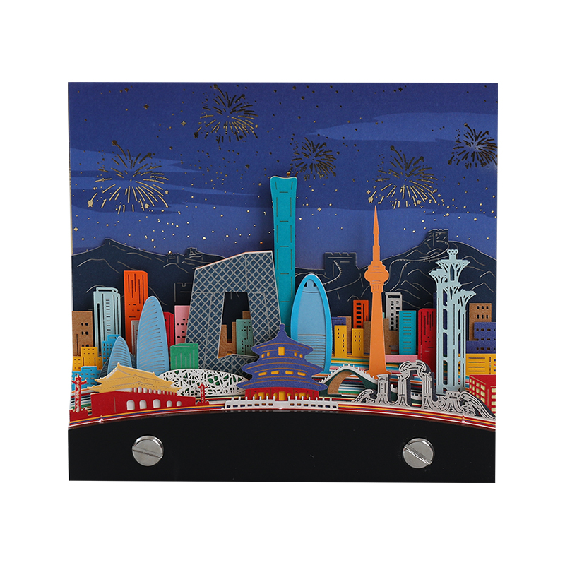 2023年城市立体日历北京纸雕手撕台历新国潮相框摆件新年送人礼物