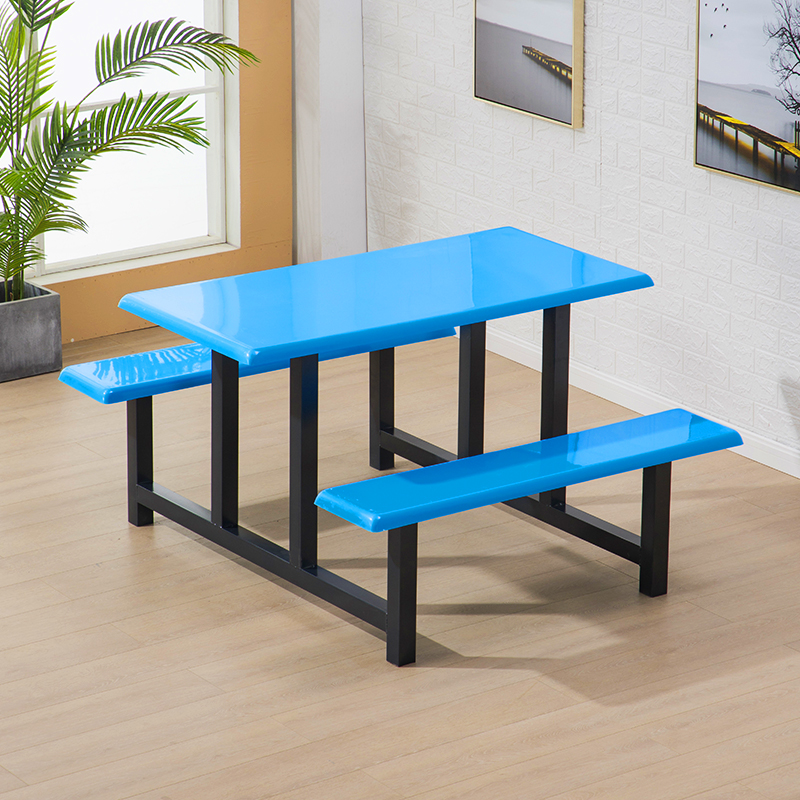 食堂餐桌椅学校学生员工厂4人6人8人连J身快餐桌椅组合不锈钢餐桌