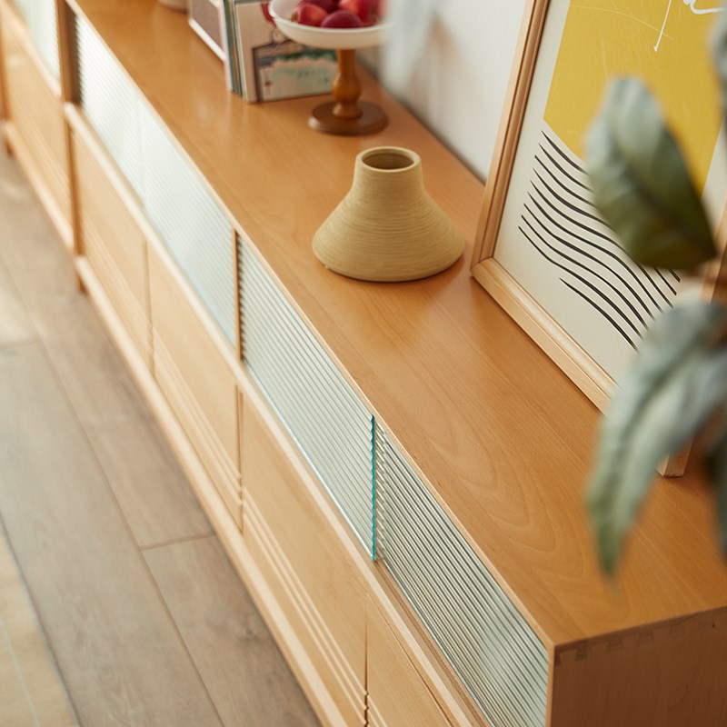 实木电视柜储物柜地柜飘窗柜家用客厅矮柜抽屉防尘柜日式榉木简约