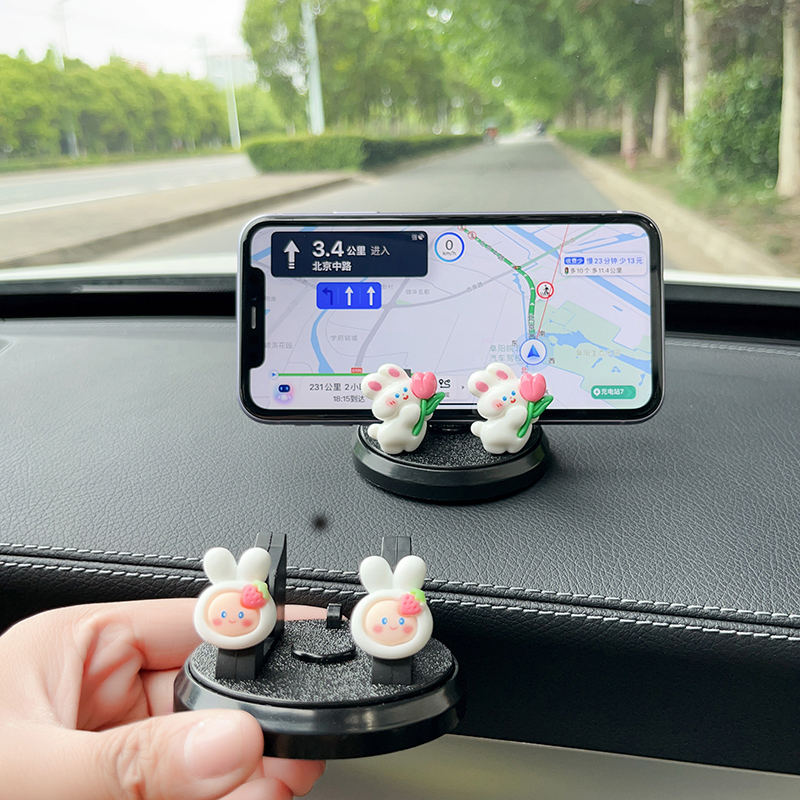 新款手机车载支架汽车p用仪表台车上固定卡通可爱支撑架中控台导