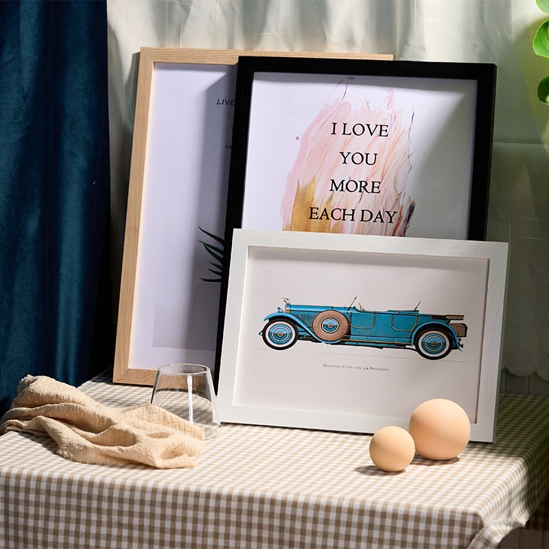 大尺寸榫卯橡木相框球衣装裱框架创意照片墙木质画框拼图实木框