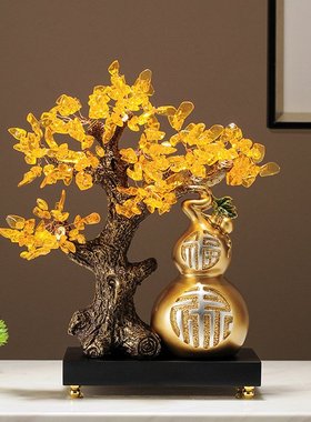 新中式葫芦发财树摆件客厅酒柜电视柜玄关装饰品家居乔迁新居礼品