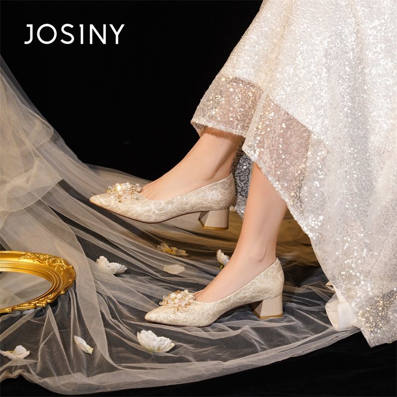 卓诗尼尖头高跟鞋女鞋子2026春季新款粗跟法式百搭软底浅口单鞋女,女鞋,浅口单鞋,淘宝优惠券,粉丝福利购,淘宝优惠卷