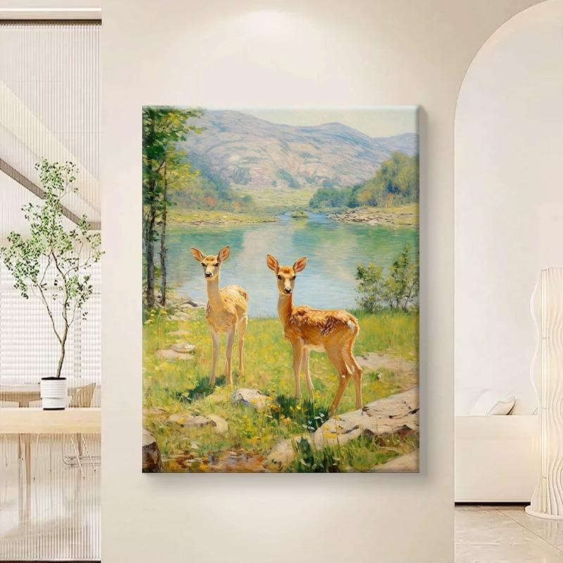 【林深见鹿】diy数字油画手工绘画丙烯填色治愈系解压客厅装饰画图片
