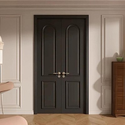 实木对开门法式复古对开门卧室门实木烤漆门阳台衣帽间双开门木门