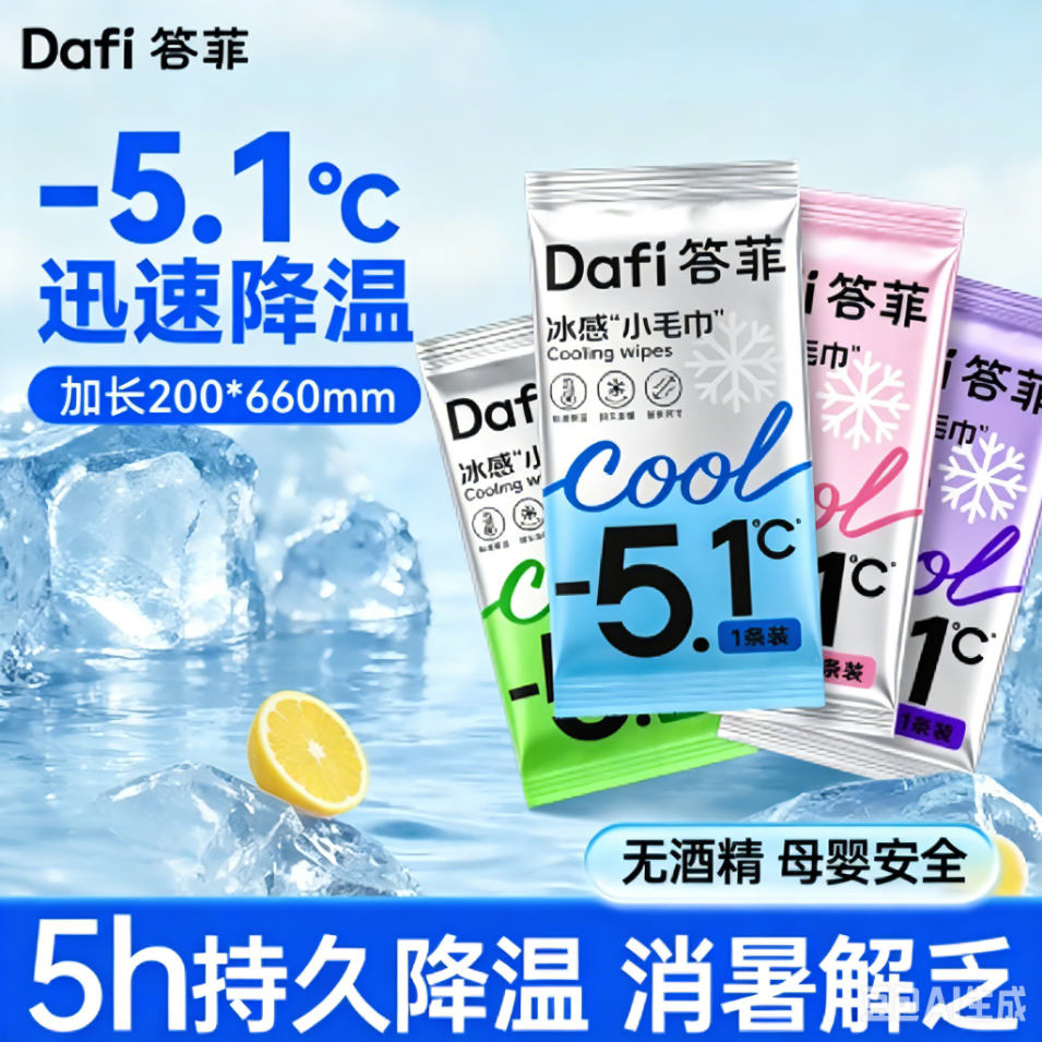 冰感小毛巾降温解暑神器止汗防晒夏季一次性冰凉湿巾-XW