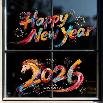 2026不留胶静电贴窗花新年过年玻璃装饰窗贴福字乔迁新居氛围-XW