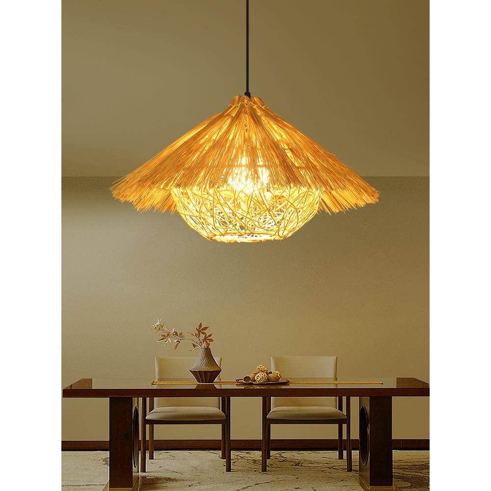 中式藤编茶楼火锅店灯禅意茶室竹编餐厅灯餐饮店竹艺灯罩草帽吊灯,家装灯饰光源,餐厅吊灯,淘宝优惠券,粉丝福利购,淘宝优惠卷